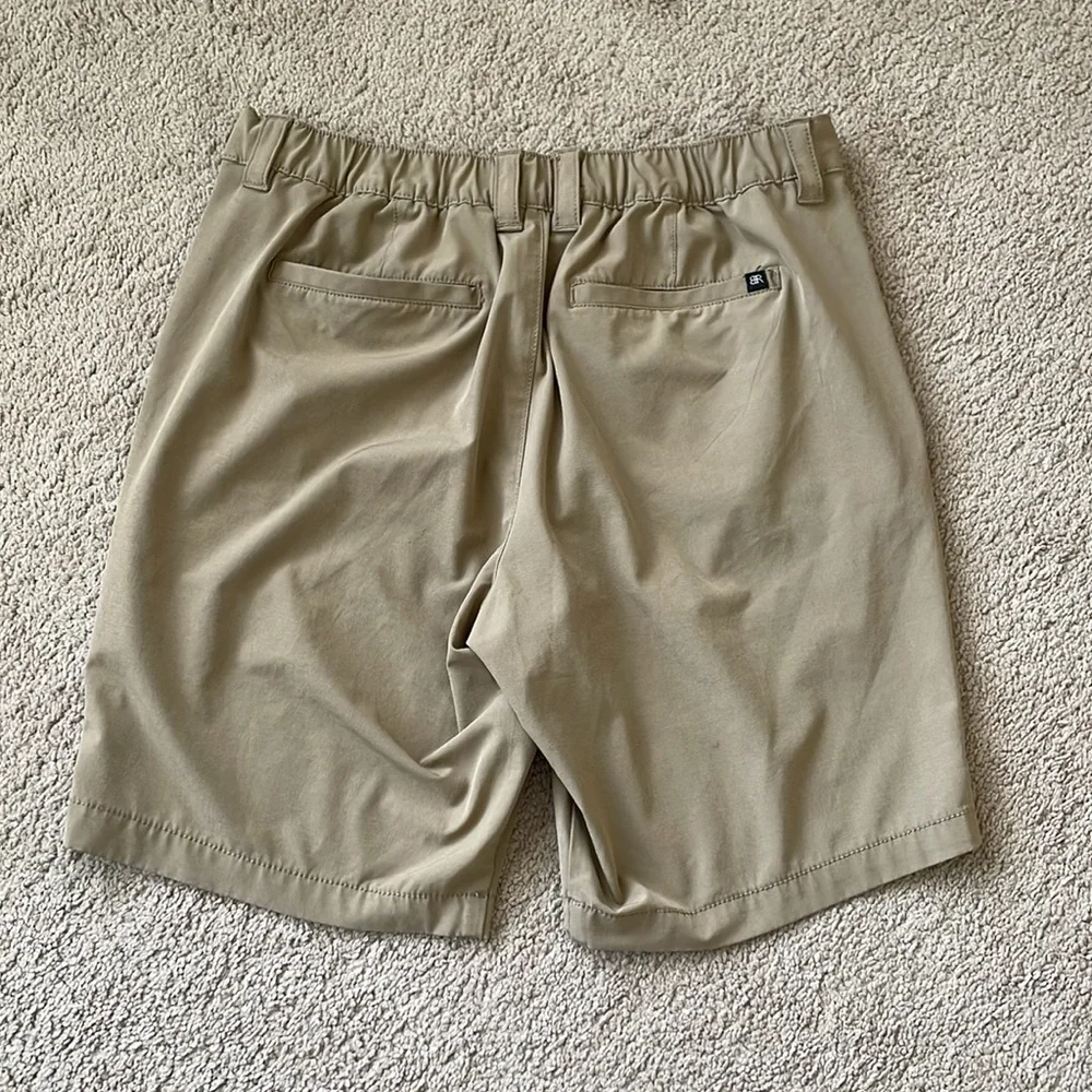 Banana Republic Men’s Comfort Flat Front Shorts 34 Khaki Tan 9’’ Inseam Casual